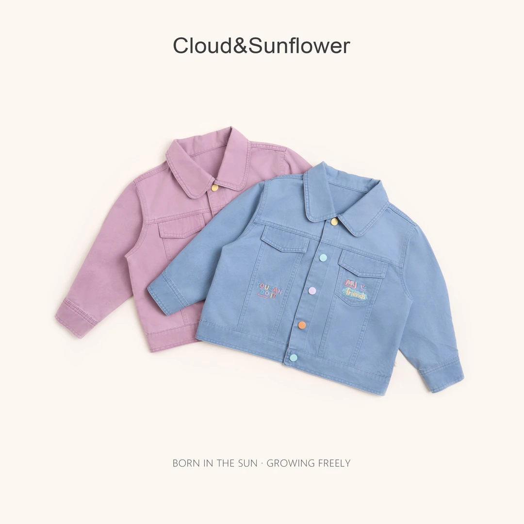 【云朵小葵】女童秋季新款POLO领多巴胺纽扣百搭牛仔外套1114319