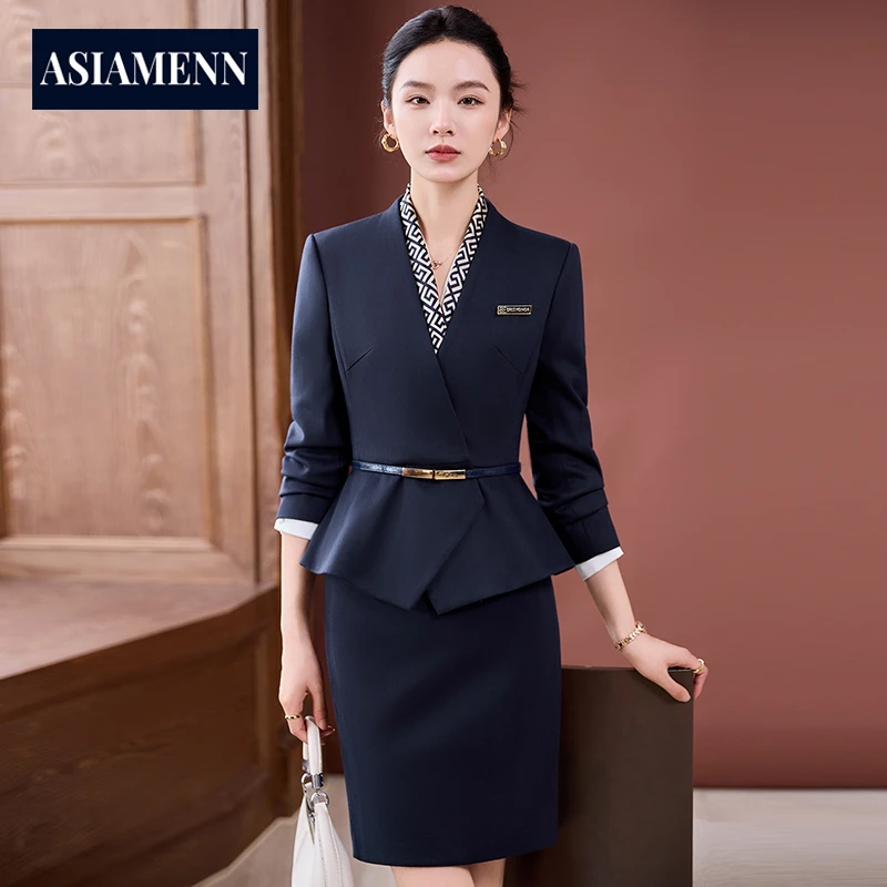 名媛显瘦职业套装女装秋季酒店前台工作装高端职场西装正装工作服