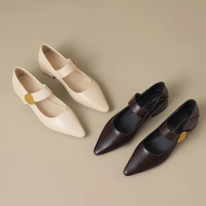 【新东方】ZHR则则一鞋两穿粗跟玛丽珍鞋魔术贴鞋子女ins潮牌百搭