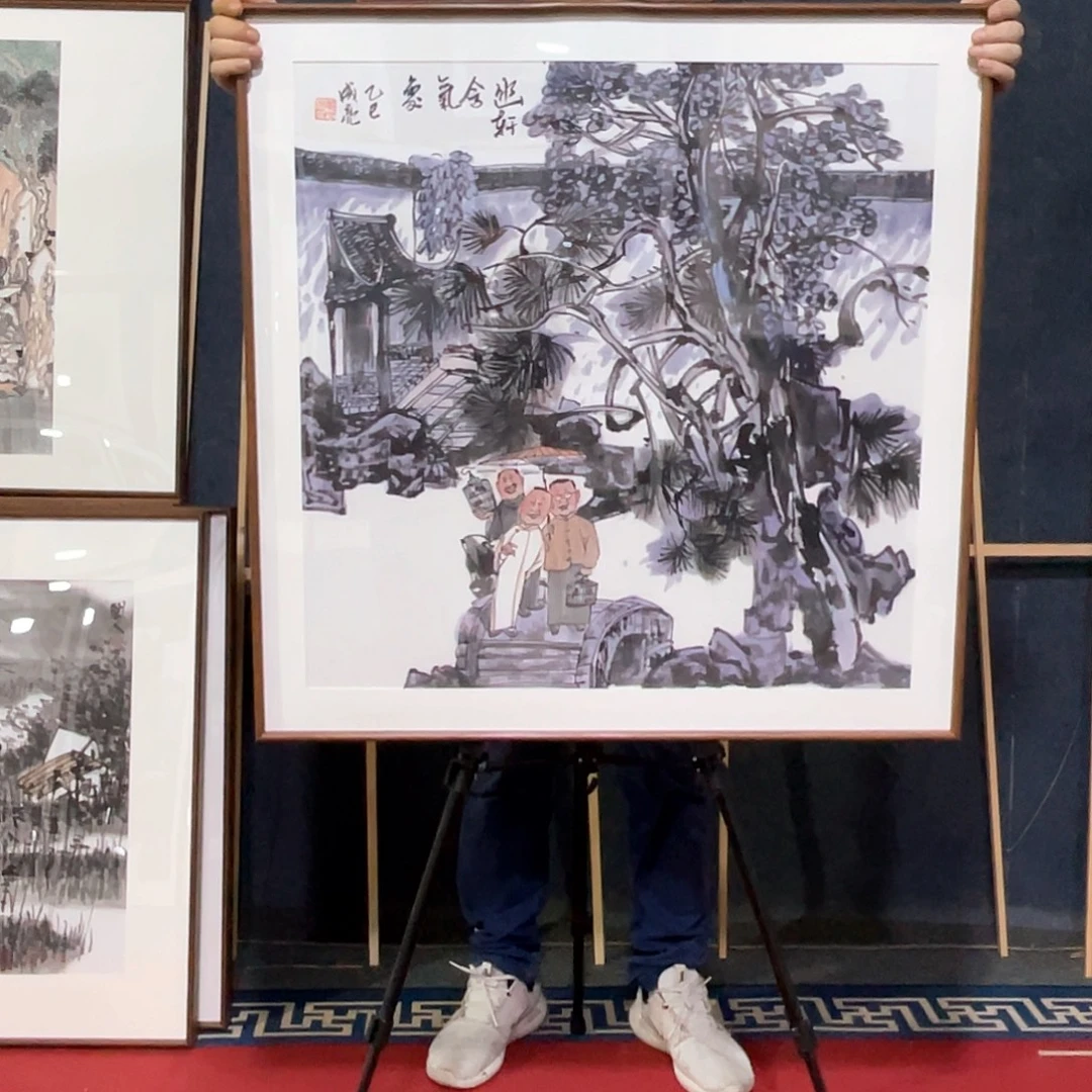 国画手绘画作品带框80/80