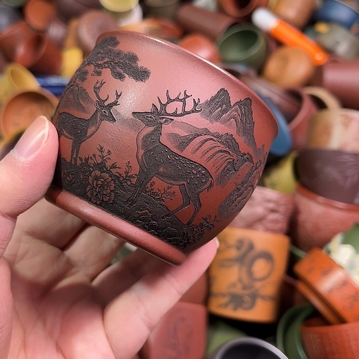 紫砂茶杯全手工紫砂主人杯