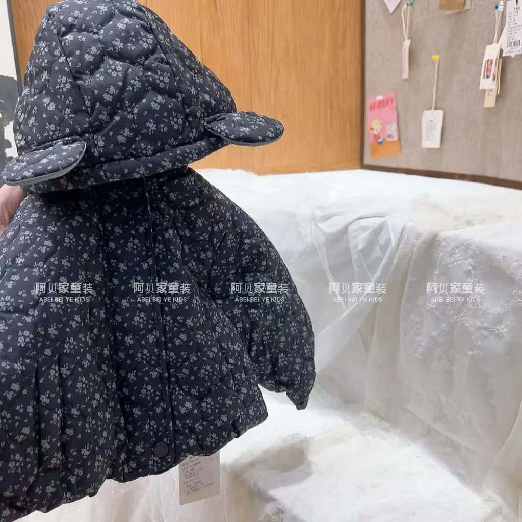 【E4】苏苏120款熊耳朵碎花棉衣童装