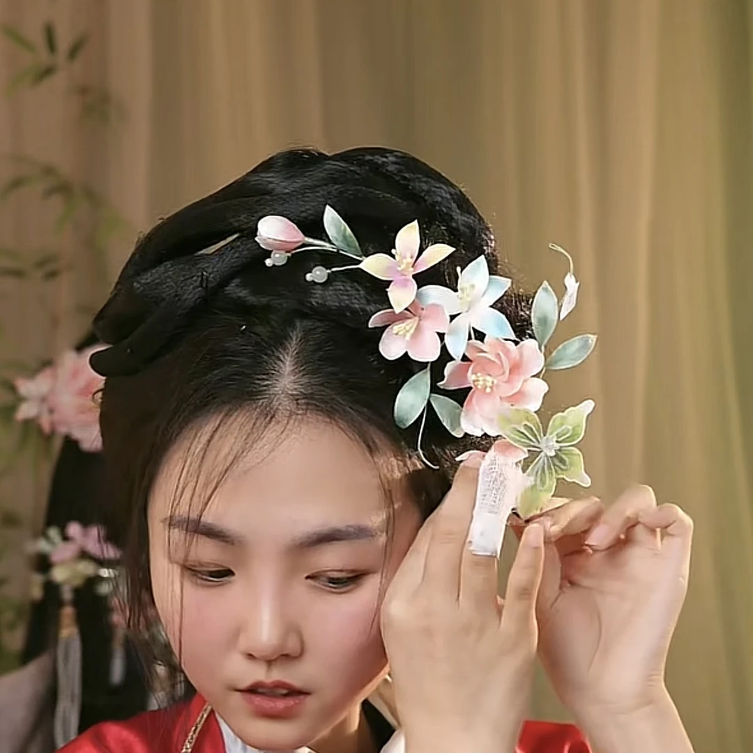 大麦吖古风发饰汉服绒花发簪 手工制作默认微瑕 均有色差