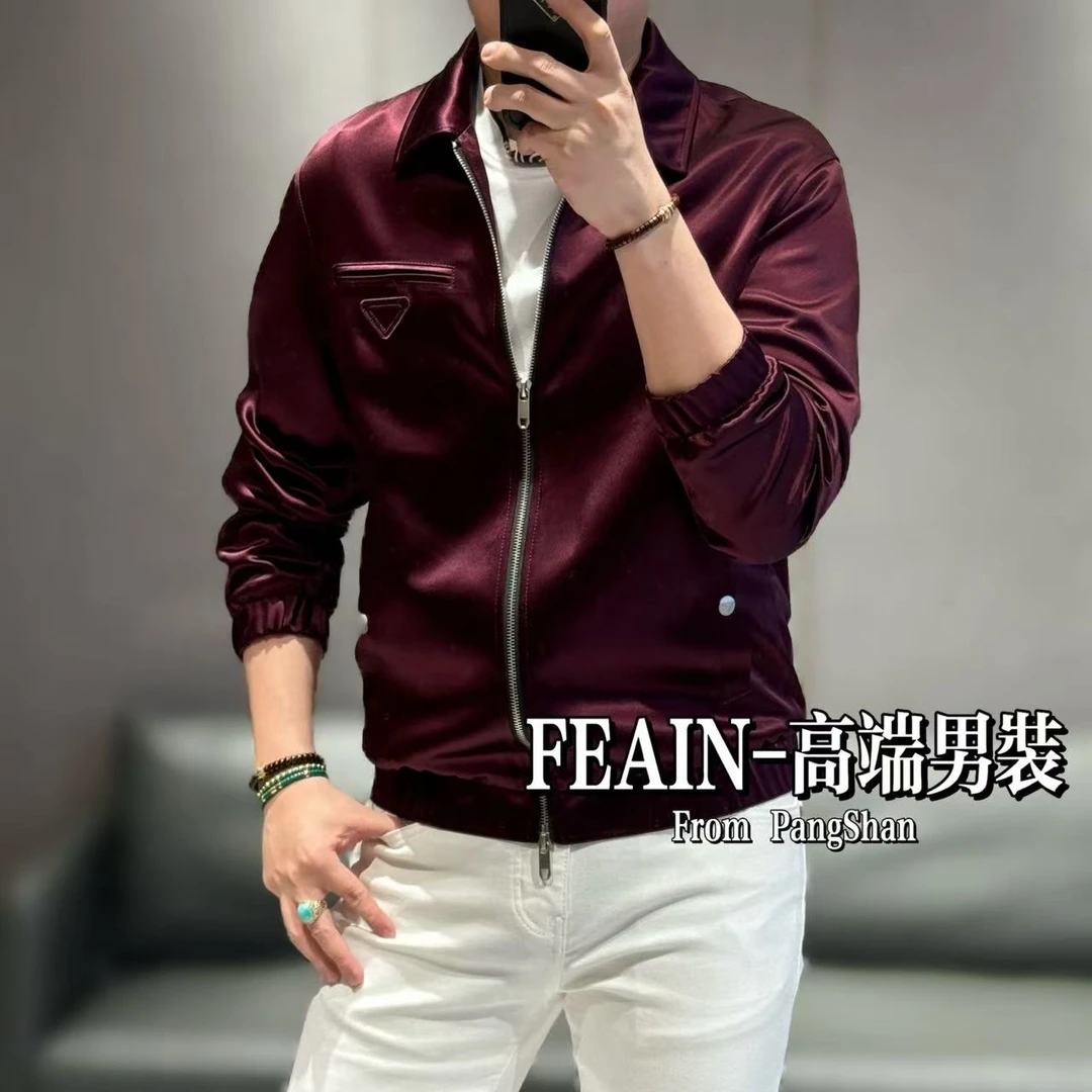 【100%真醋酸】进口重磅醋酸全丝滑垂顺质感三角标点缀夹克119