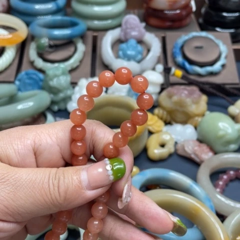 合金石英质玉（黄龙玉）手链阿*