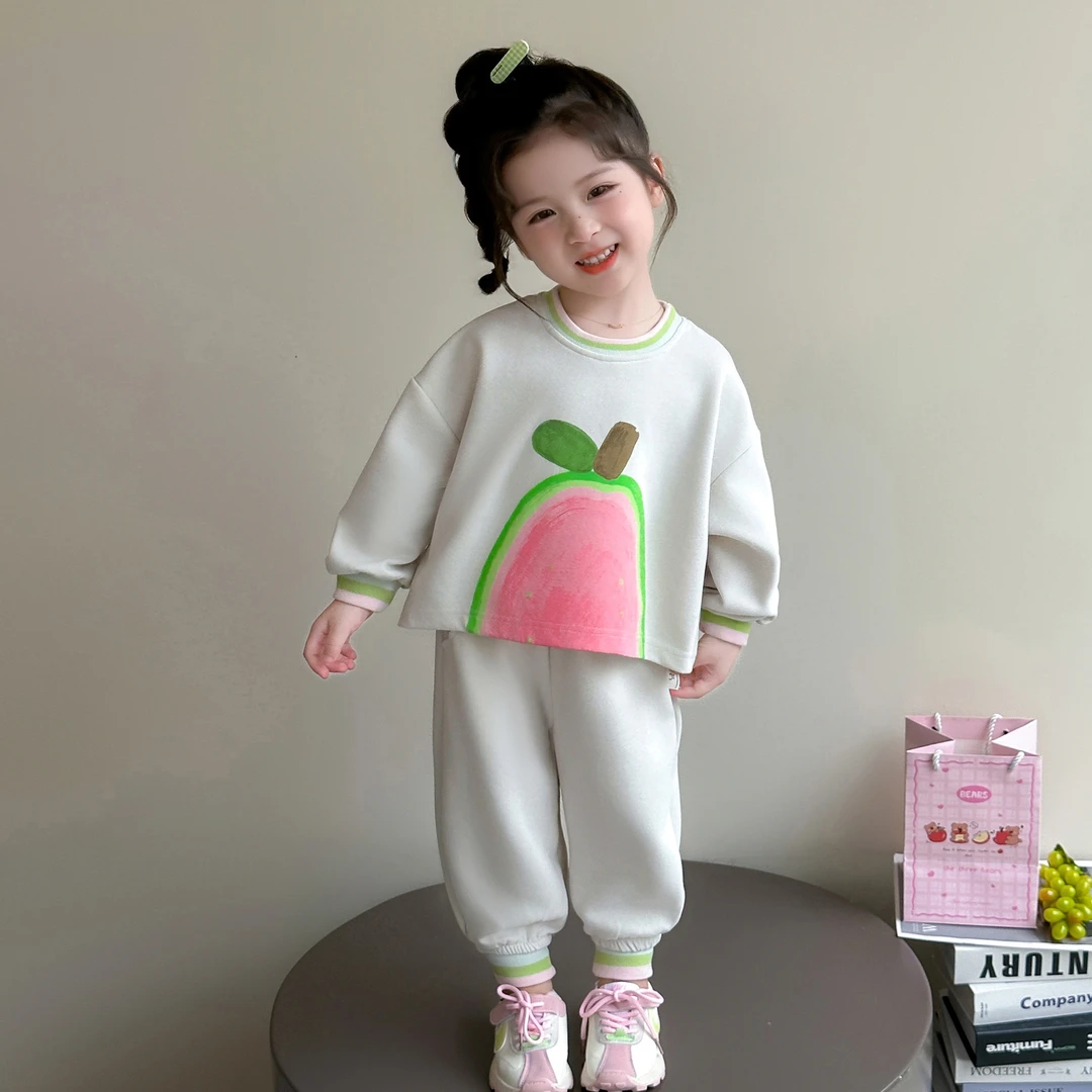 女童水果印花套装洋气儿童春秋装女宝宝卫衣休闲两件套小女孩时髦