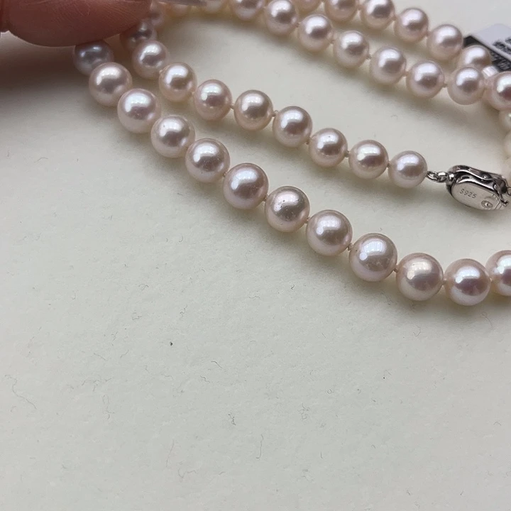 淡水珍珠颈饰银S925镶嵌➕7.8高品天女粉