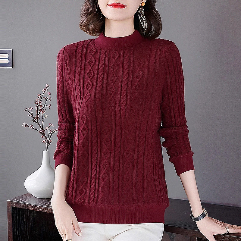 半高领毛衣女长袖宽松秋季新款大码打底衫气质上衣女装时尚针织衫