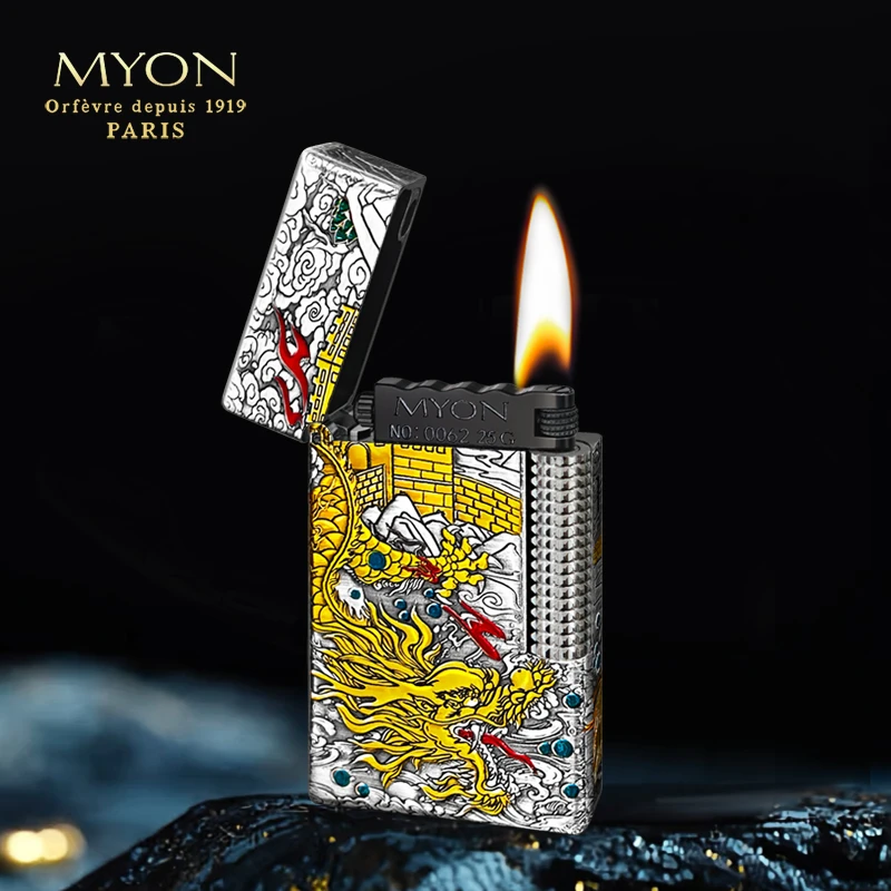 厂长爵士待机王勉牌M9龙马精神包银珐琅彩四面立体浮雕煤油打火机