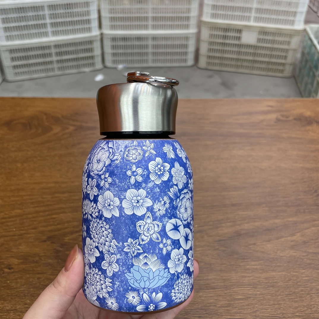 JS0005青花保温杯不锈钢密封手工高档复古家用便携