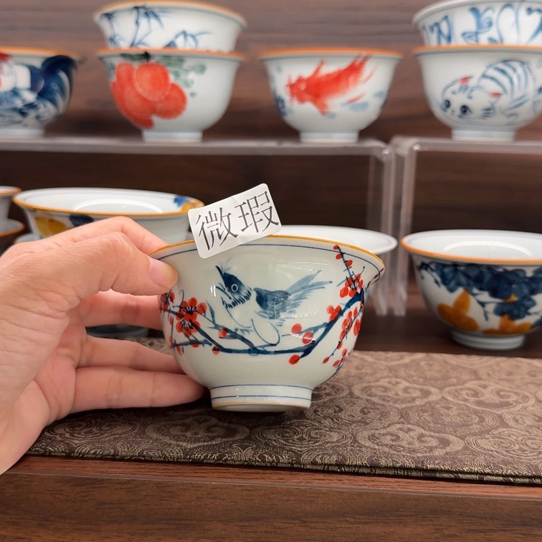 釉下手绘茶具微瑕