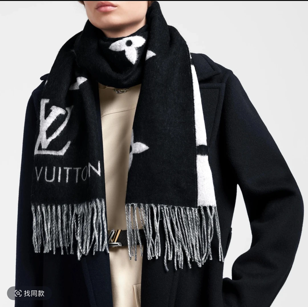 【LV】路易威登 双面羊绒流苏围巾 男女同款M71040