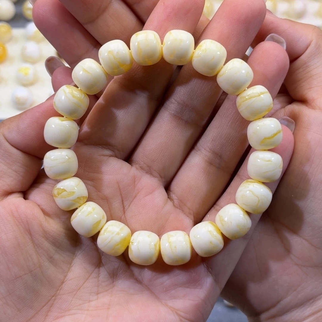 琥珀未镶嵌珠宝奇石11同料虎皮手串