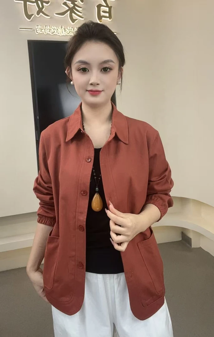 8813女外套长袖秋季春季韩版红外短外套显瘦纯色时尚休闲翻领