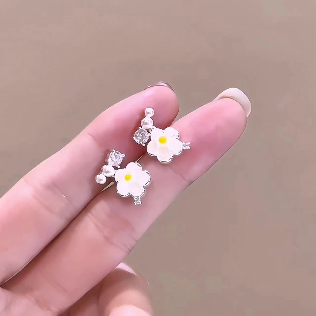 铜合金合成锆石耳饰 Y014 花朵新品耳夹（三角耳夹）