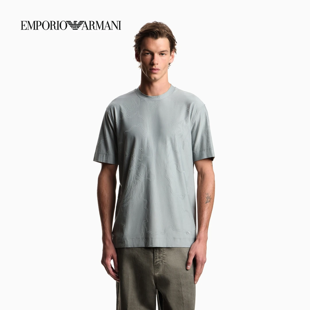 TC-EMPORIO ARMANI/男女情侣圆领短袖正肩老钱风简约休闲T恤商品图