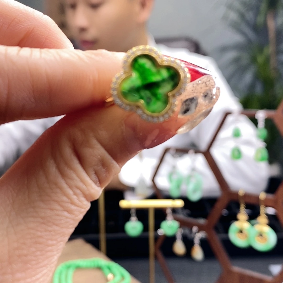 翡翠戒指银S925镶嵌翡翠