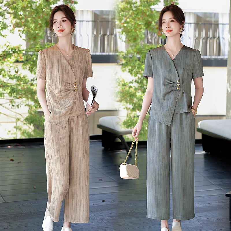妈妈夏季气质时尚套装母亲节上档次显瘦洋气休闲中年减龄宽松韩版