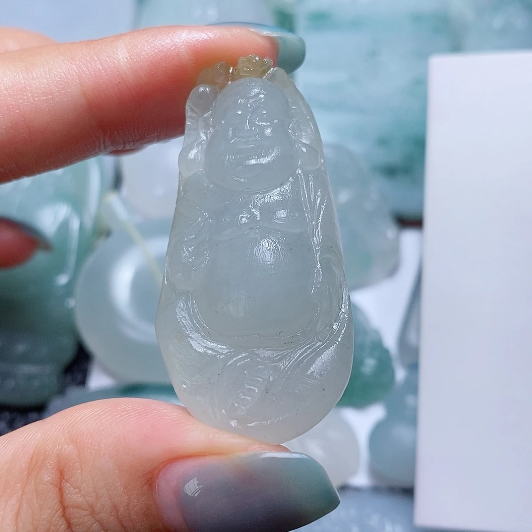 定制翡翠未镶嵌毛货付款后确认抛光