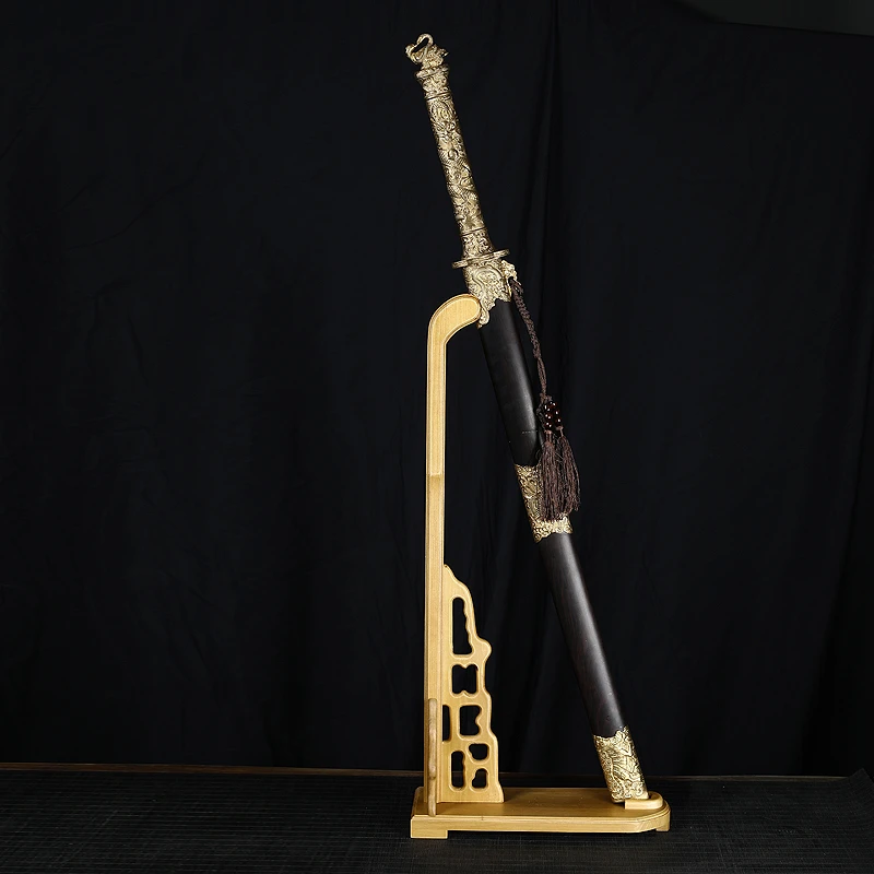 四圣黑金古刀黑檀木铜装乌兹钢手工锻打唐刀未开刃