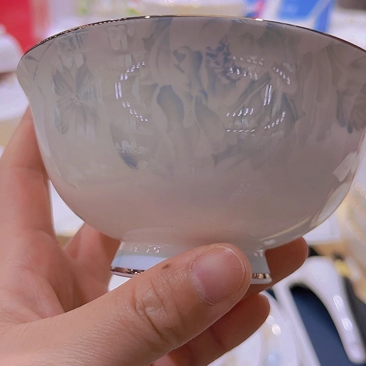 玉瓷月光牡丹米饭碗单拍