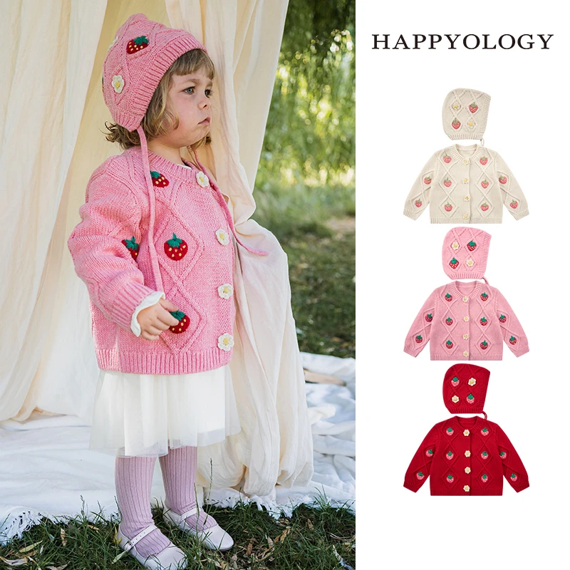 Happyology英国儿童秋冬装针织衫头饰童装女童手工绣花帽子