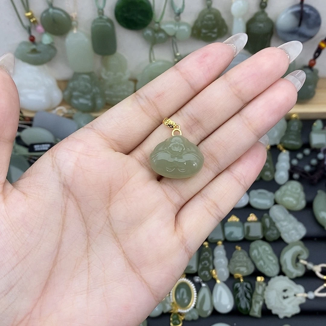 吊坠(不含链)银S925镶嵌和田玉