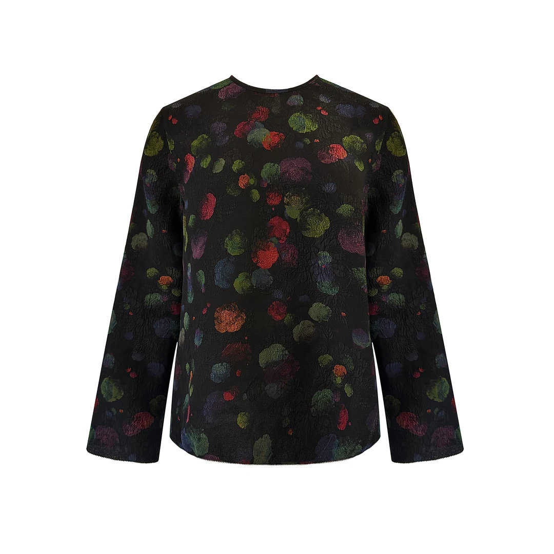 金富春【疏星晚月】2025新品满分桑蚕丝冠乐皱衬衫24QDPG243114