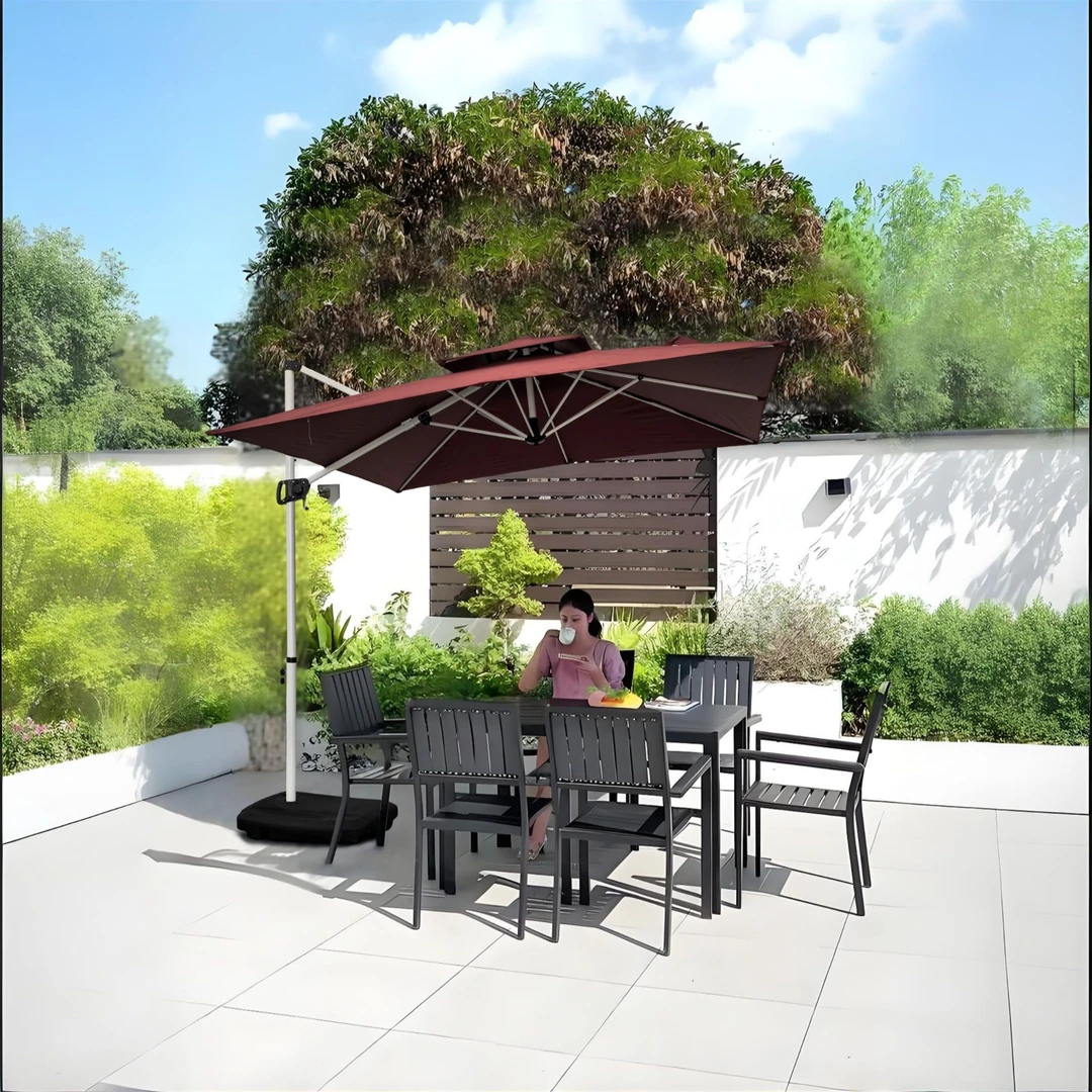 户外方形遮阳伞大伞奶茶店桌椅阳台遮阳棚伞具别墅罗马伞外摆防水