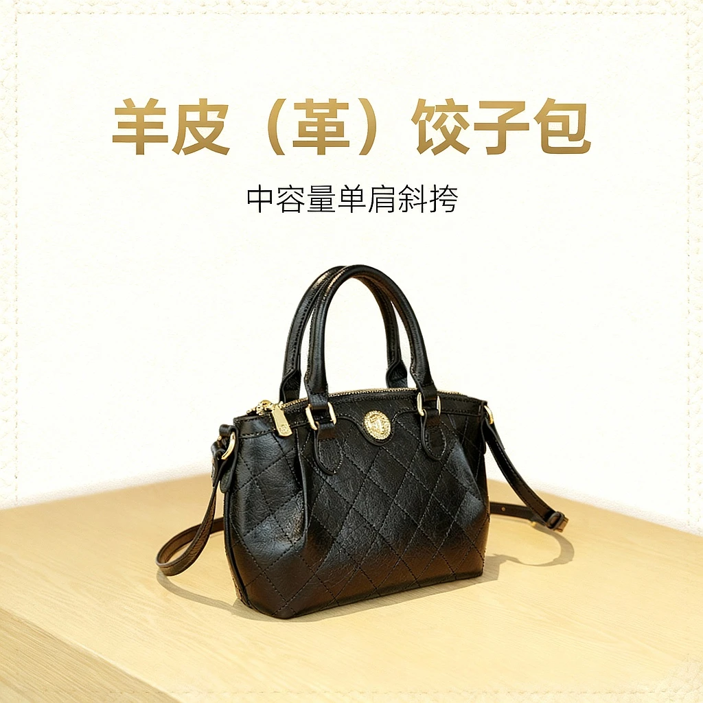 GELANDAI戈兰黛2025春季新款百搭轻奢饺子包气质单肩斜挎包0116