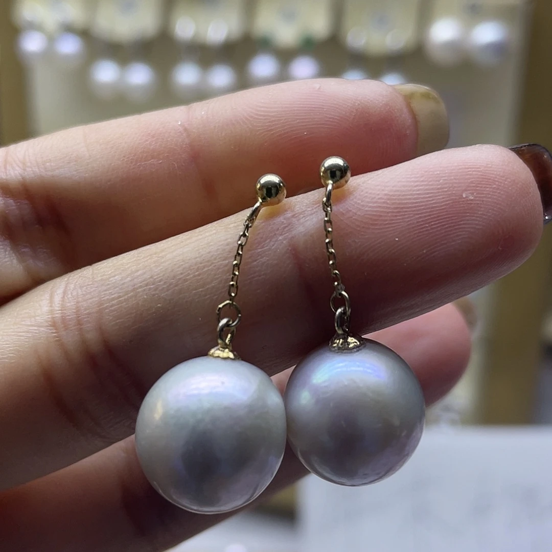 耳饰银S925镶嵌淡水珍珠