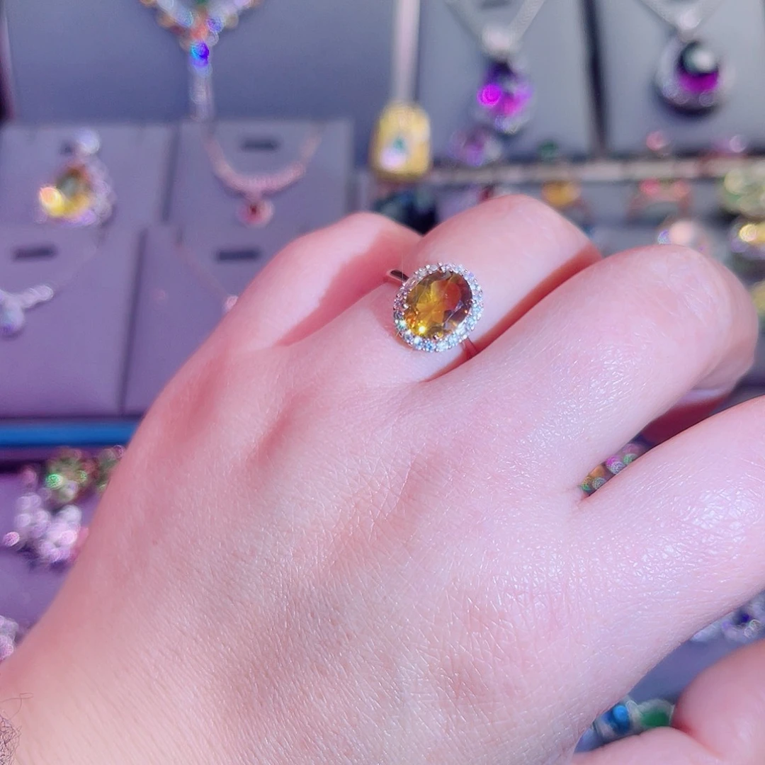 银S925镶嵌戒指黄晶