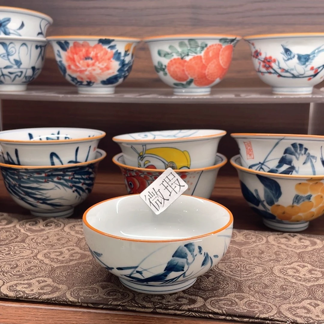 釉下手绘茶具微瑕