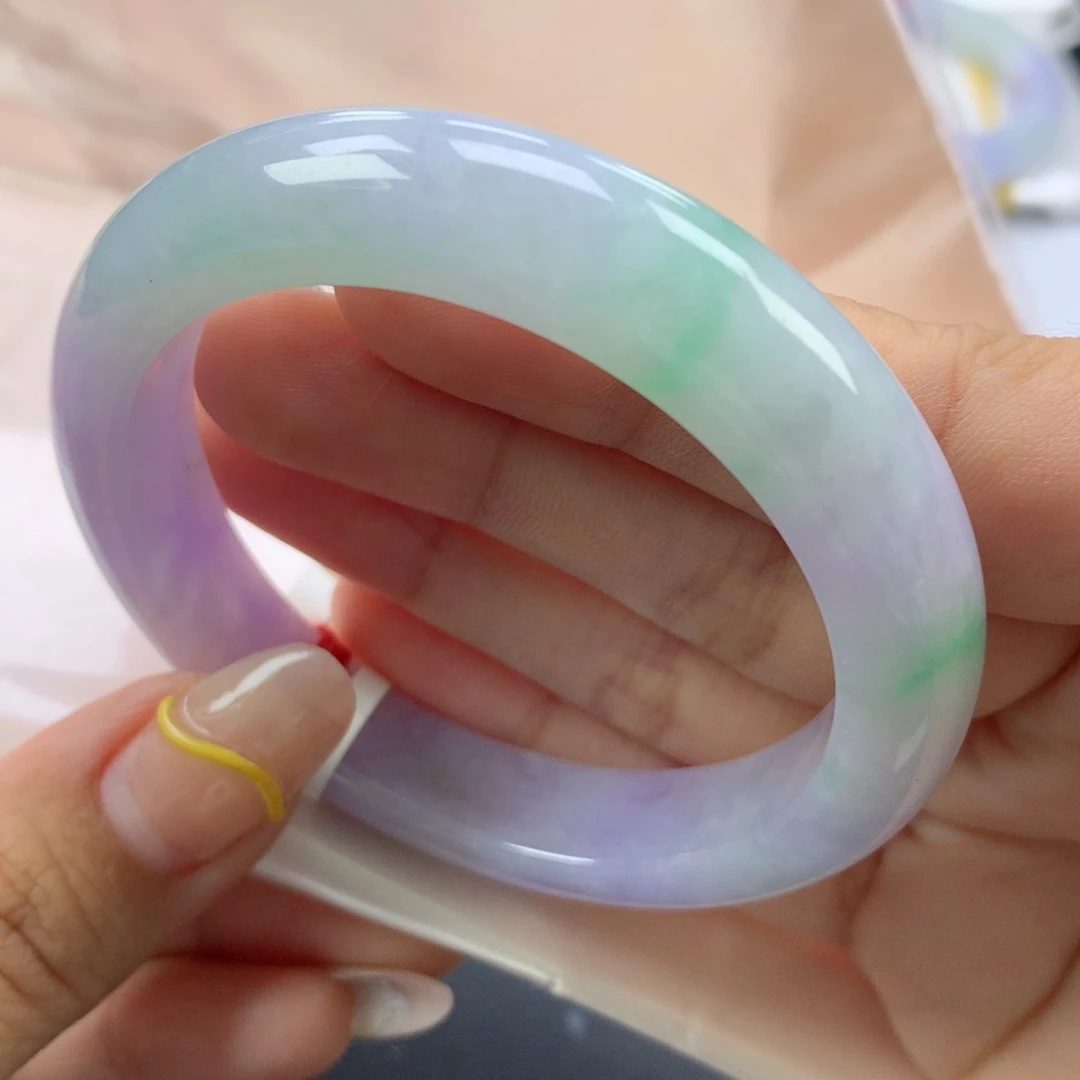 翡翠手镯未镶嵌缅甸天然翡翠手镯55正