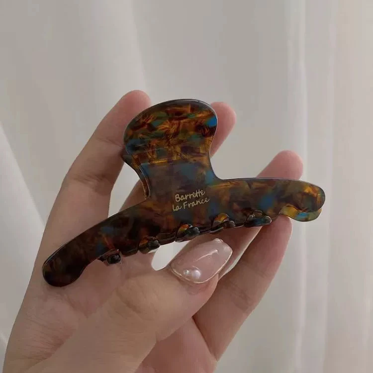 醋酸咖啡色画家森系美拉德发夹女后脑勺鲨鱼夹子大号发抓头饰饰品