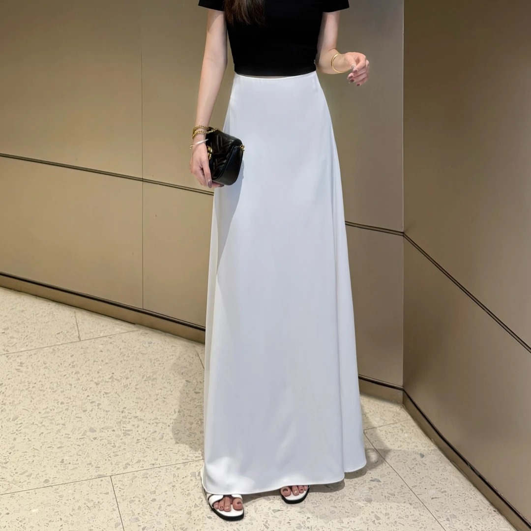 【大智】2025春夏季显瘦高腰收腰松紧弹极简大A版加长西装半身裙