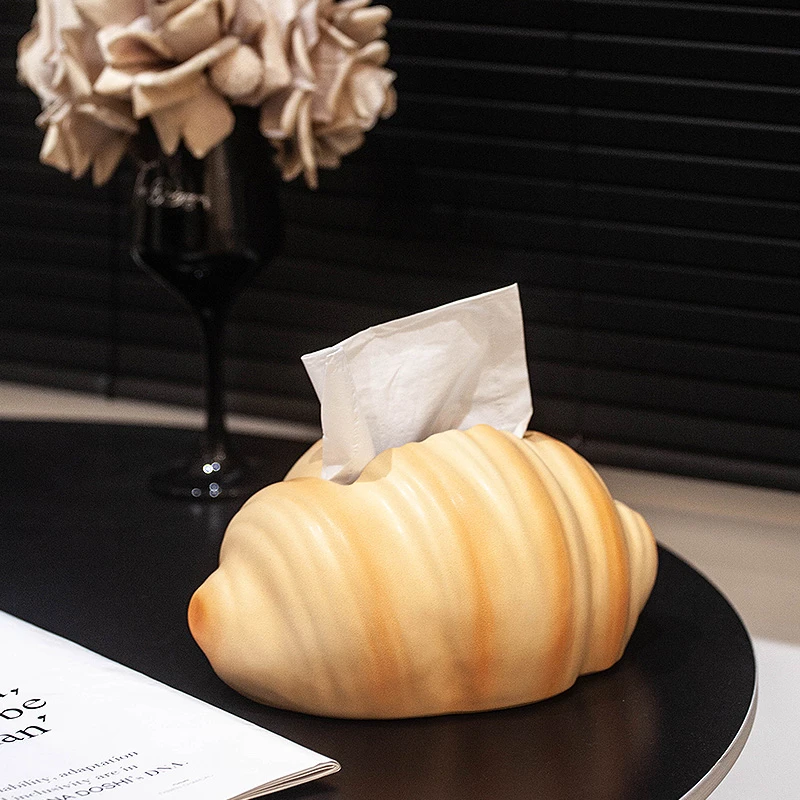 创意可爱面包纸巾盒客厅家用桌面装饰品摆件高颜值餐巾纸抽纸盒