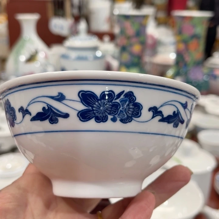 陶瓷醴陵群力釉下青花5寸碗