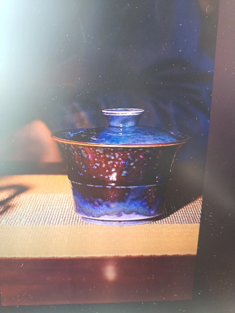 原矿石纯手工钧瓷精品盖碗