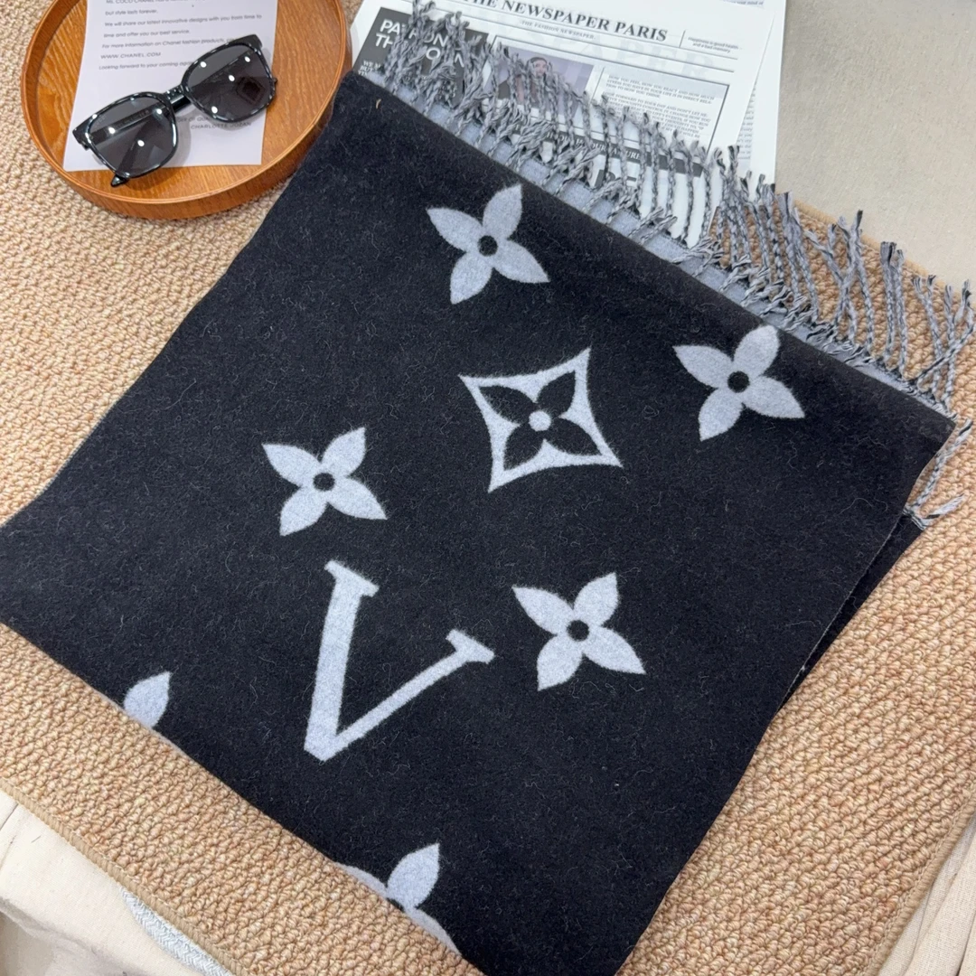 C030正确版双面羊绒围巾女秋冬披肩加厚围脖保暖