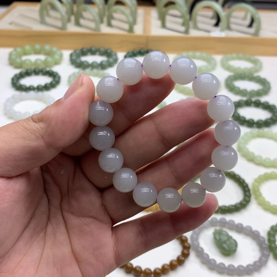 和田玉手串（烟紫11.5）未镶嵌