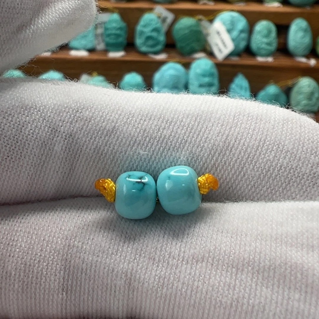 绿松石未镶嵌老型对珠 6mm