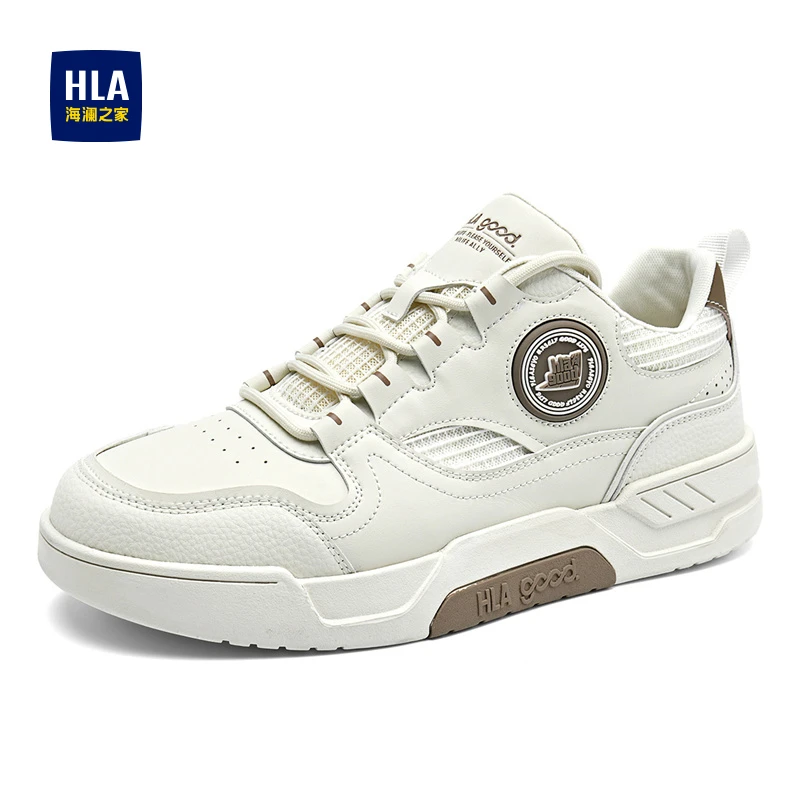 HLA/海澜之家男鞋新款秋冬潮流拼接厚底板鞋耐磨百搭男士休闲鞋