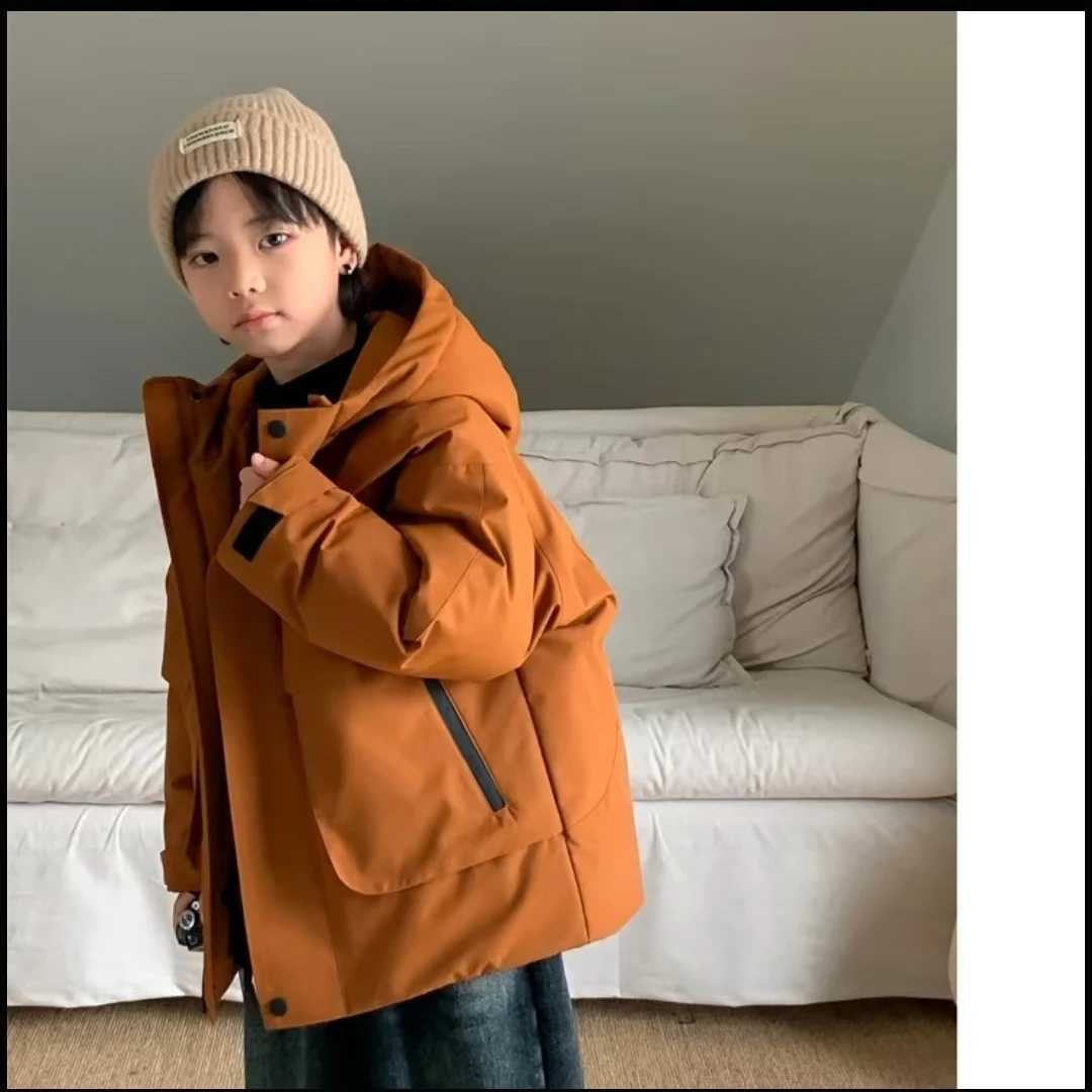 【现货捡漏】男童棉服冬季2024新款加绒加厚多口袋保暖连帽冬装