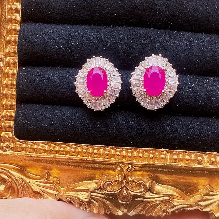 耳饰红宝石银S925镶嵌