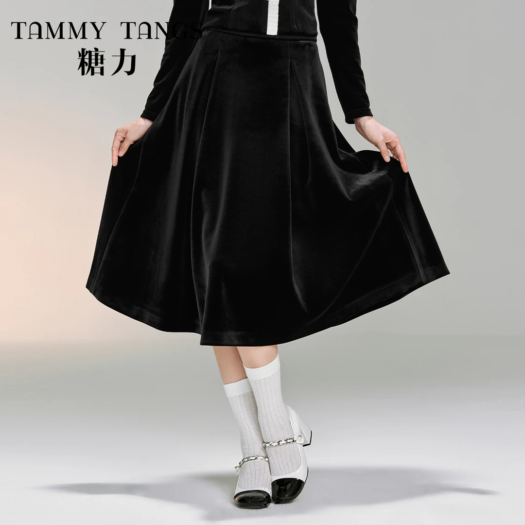 【若谷专属】糖力赫本风丝绒半身裙TWEDB47437