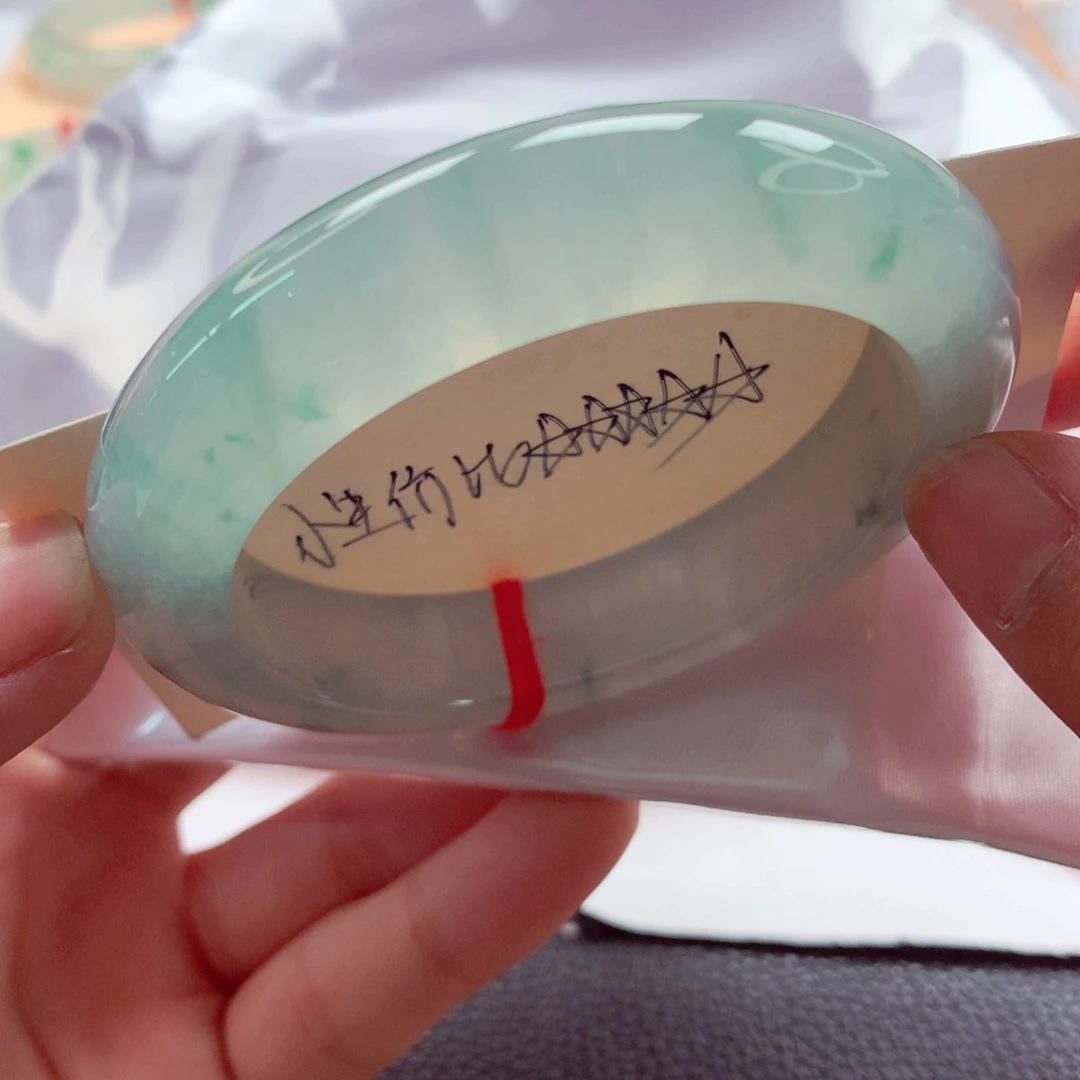 翡翠未镶嵌手镯师妹56,6轮胎冰川蓝起光（13号）