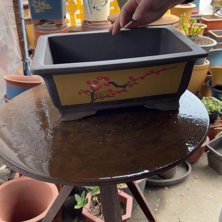 32黄色点菜马槽花盆花盆