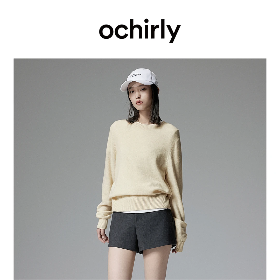 OCHIRLY欧时力 牦牛绒羊毛套头毛衣女秋新款针织衫雅丹风
