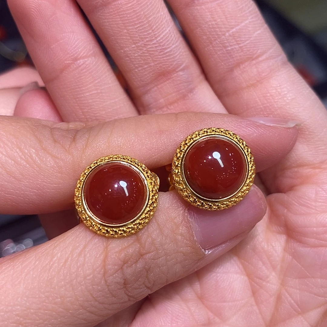 南红玛瑙四川凉山瓦西耳扣银S925镶嵌